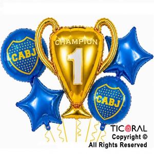 SET DE GLOBOS METALIZADO BOCA JUNIORS COPA 5 UNIDADES X 1